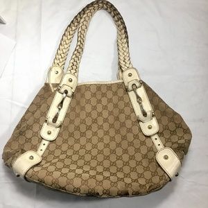Gucci Pelham Canvas Large GG Logo Woven Handles
